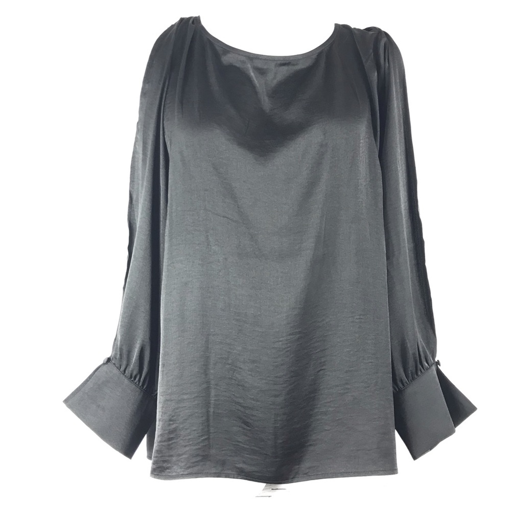 Eloquii Slit Sleeve Blouse, Long Sleeve, Black